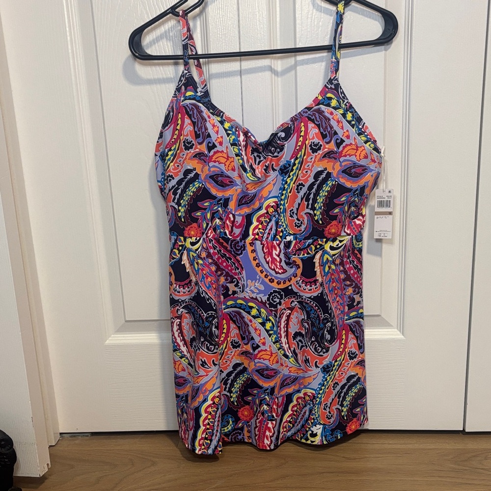 Anne Cole Multicolor Paisley Parade Bikini Top size 12